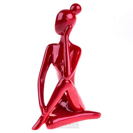 Статуэтка Девушка, h26см, красный, керамика