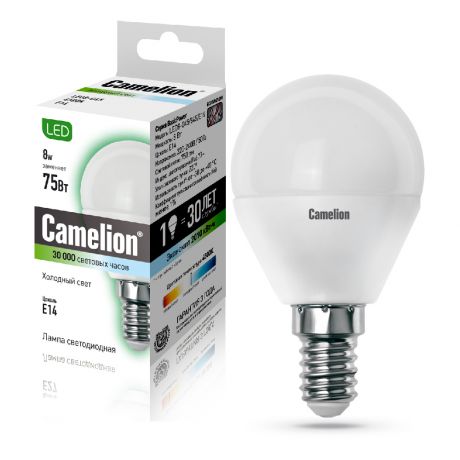 Лампа светодиодная Camelion LED8-G45/845/E14 8Вт 220В