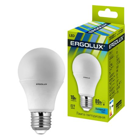 Лампа светодиодная Ergolux LED-A60-10W-E27-4K ЛОН 10Вт E27 4500K 172-265В