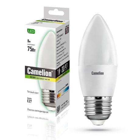 Лампа светодиодная Camelion LED8-C35/845/E27 8Вт 220В