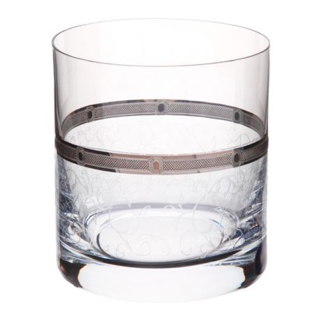 Набор стаканов для виски CRYSTALEX Барлайн 6шт 280мл платиновая деколь стекло, 25089/Q8997/280