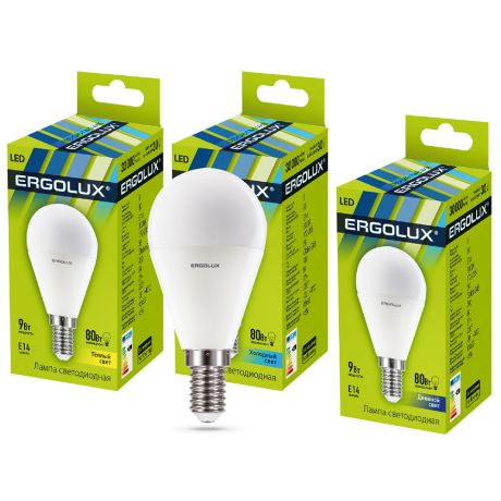Лампа светодиодная Ergolux LED-G45-9W-E14-3K Шар 9Вт E14 3000K 172-265В