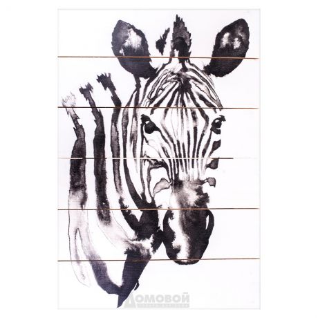 Картина на досках Голова зебры 40х60см