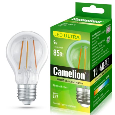 Лампа светодиодная Camelion LED9-A60-FL-830-E27 Груша 9Вт 172-265В