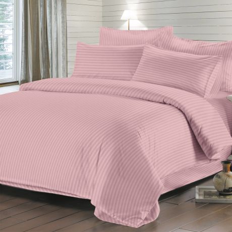 Комплект постельного белья Satin Дуэт, наволочка 4шт, цвет розовый сатин-страйп
