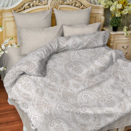 Комплект постельного белья Balimena 1, 5-спальный, наволочка 50х70см, мако-сатин, Carioca White