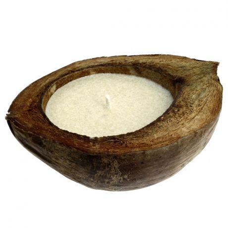 Свеча интерьерная в кокосе GIFT N HOME, 18х16х8см, аромат ваниль, KCA