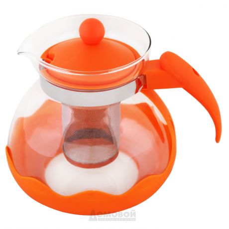 Чайник заварочный Домовой Orange, 1,5л, стекло/пластик