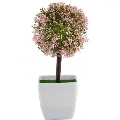 Растение искусственное ВОЛШЕБНАЯ СТРАНА Топиарий, h22, 5см, бело-розовый, пластмассовый горшок