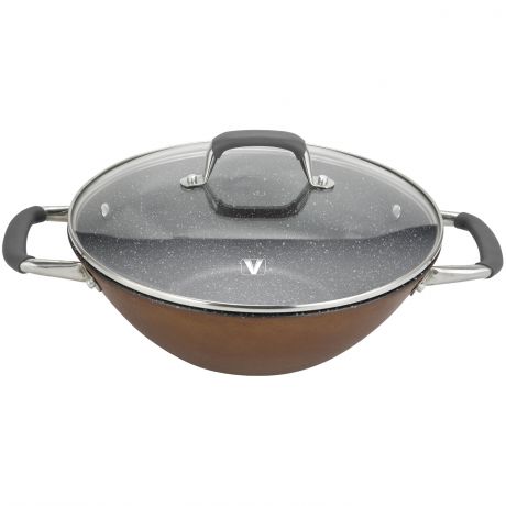 Сковорода-вок с крышкой Vitesse VS-2335, 30см/4,5л, чугун