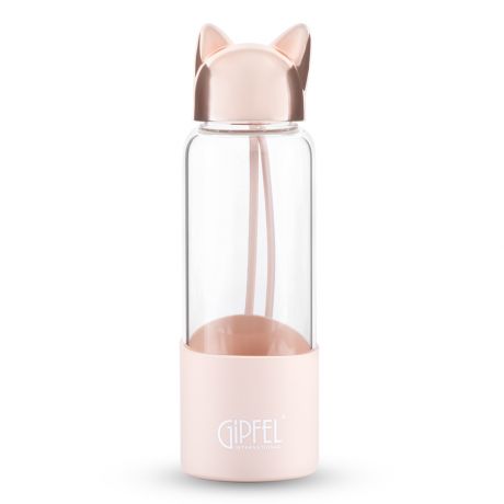 Бутылка для воды GIPFEL Kitty, 350мл, стекло/силикон/пластик, золотой, 8326