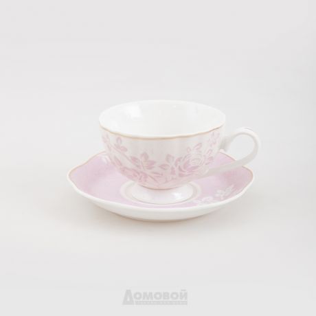 Пара чайная HOME CAFE Розовые цветы 220мл, фарфор