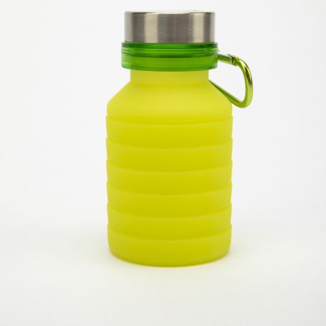 Бутылка для воды силиконовая складная с крышкой и карабином, 500 мл