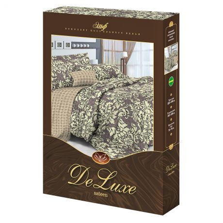 Комплект постельного белья De Luxe 1,5-сп Пале Роял, р-р: прост. 143х215см, под. 143х215см, нав. 70х70см 2шт ,сатин, 100%хл, 115гр/м2