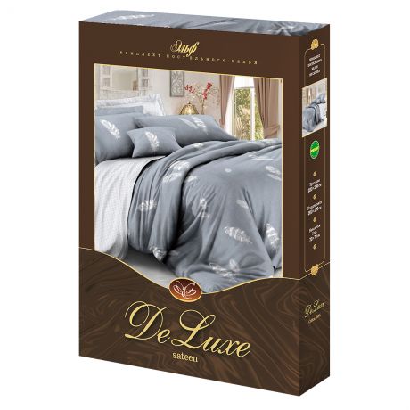 Комплект постельного белья De Luxe Евро Парэ, р-р: прост. 220х240см, под. 200х220см, нав. 50х70см 2шт ,сатин, 100%хл, 115гр/м2
