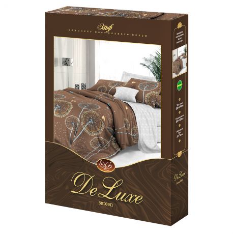 Комплект постельного белья De Luxe 2-сп Данделион, размер: прост. 220х240см, под. 175х215см, нав. 70х70см 2шт ,сатин, 100%хл, 115гр/м2