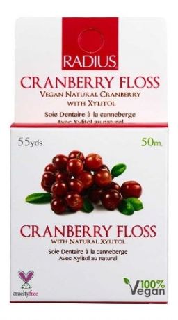 Зубная нить Floss Vegan Xylitol Cranberry 55м (вкус клюквы)