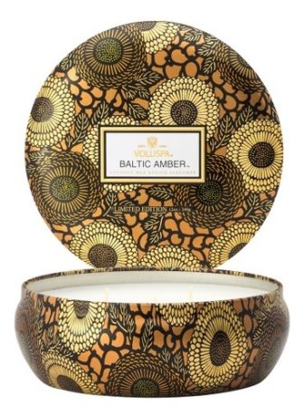 Ароматическая свеча Baltic Amber (смола и дерево): свеча в алюминиевом подсвечнике с 3 фитилями 340г