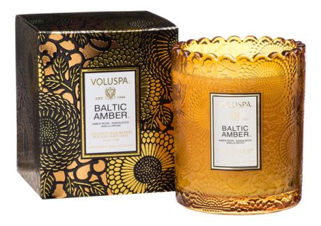 Ароматическая свеча Baltic Amber (смола и дерево): свеча в подарочной коробке 176г