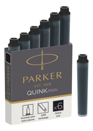 Чернильные мини картриджи Quink Mini для перьевой ручки 6шт (черные)