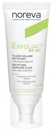 Матирующая солнцезащитная эмульсия для лица Exfoliac Matifying Suncare Fluid SPF50+ 40мл