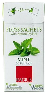Зубная нить в одноразовых упаковках Floss Sachets With Natural Xylitol Mint 20шт (мята)
