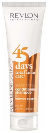 Шампунь-кондиционер для волос без сульфатов Revlonissimo 45 Days Total Color Care 275мл: Intense Coppers