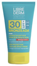 Солнцезащитный крем для лица и тела с Омега 3-6-9 и термальной водой Bronzeada Sun Protection SPF30 150мл