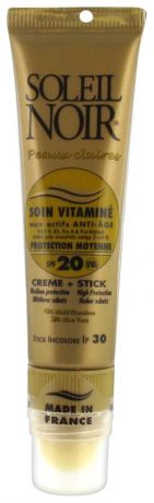 Крем для лица Protections Solaires Soin Vitamine Faible Creme SPF20 20мл + стик для губ Stick Incolore Ip 30 2мл