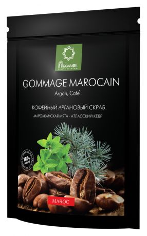 Кофейный аргановый скраб для тела Gommage Marocain (марокканская мята-атласский кедр): Скраб 200г