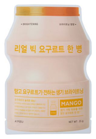 Тканевая маска для лица Real Big Yogurt One Bottle Mango 21г (йогурт и манго)