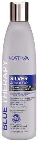 Шампунь нейтрализатор желтизны для осветленных и мелированных волос Blue Therapy Silver Shampoo 250мл