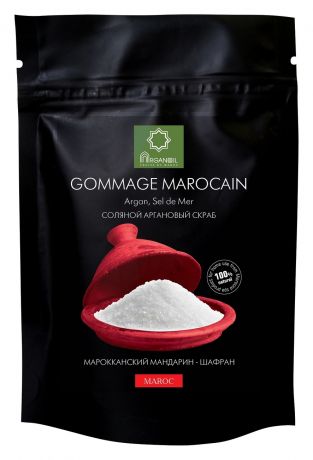 Соляной аргановый скраб для тела Gommage Marocain (мандарин-шафран): Скраб 200г
