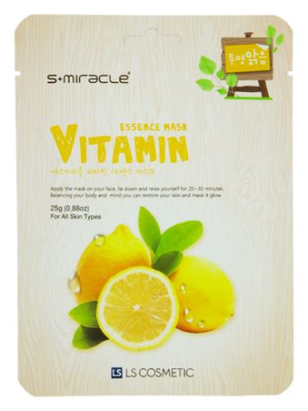 Тканевая маска для лица с витаминами S+Miracle Vitamin Essence Mask 25г
