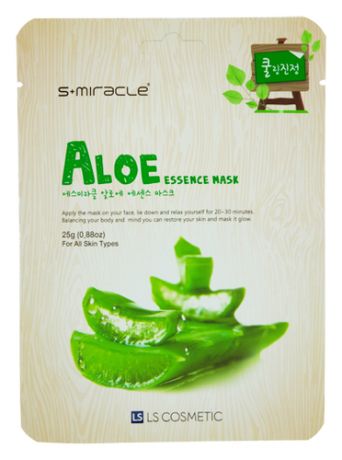 Тканевая маска для лица с экстрактом алоэ S+Miracle Aloe Essence Mask 25г