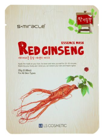 Тканевая маска для лица с экстрактом женьшеня S+Miracle Red Ginseng Essence Mask 25г