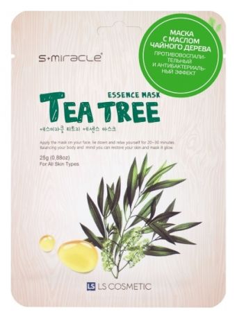 Тканевая маска для лица с экстрактом чайного дерева S+Miracle Tea Tree Essence Mask 25г