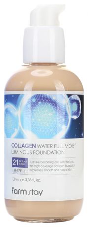 Тональный крем для лица с коллагеном Collagen Water Full Moist Luminous Foundation SPF15 100мл: 21 Natural Beige