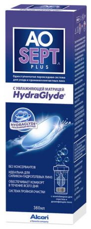 Пероксидное средство для ухода за контактными линзами Aosept Plus HydraGlyde 360мл