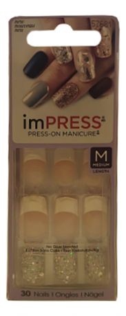 Накладные ногти Серебряный Френч Impress Manicure BIPDM010C (длина средняя)