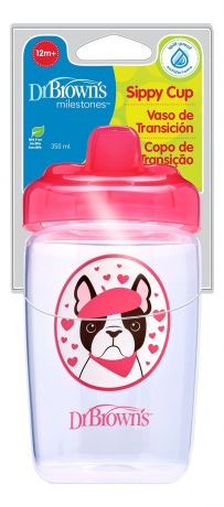 Чашка-поильник с твердым носиком Розовая собачка Milestones Sippy Cup TC21012 350мл (от 12 мес)