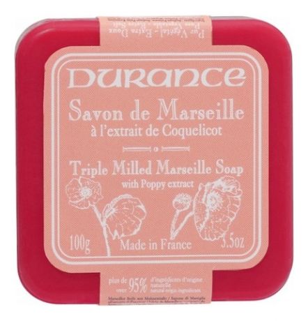 Натуральное мыло Triple Milled Marseille Soap With Poppy Extract 100г