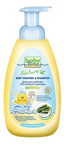 Средство для купания и шампунь с морскими водорослями Nature Baby Washgel & Shampoo 500мл (0+ мес)