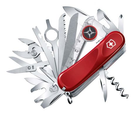 Нож перочинный Evolution S54 85мм 32 функции с фиксатором лезвия (красный)