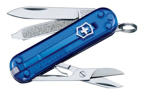 Нож-брелок SD 58мм 7 функций (полупрозрачный синий)