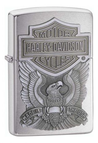 Зажигалка бензиновая Motor Harley-Davidson (серебристая с гравировкой)