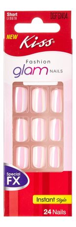 Накладные ногти Розовое сияние Fashion Glam Nails DGFGN04RF 24шт (без клея, короткая длина)