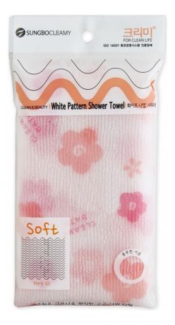 Мочалка для душа Clean & Beauty White Pattern Shower Towel 28*95см (в ассортименте)