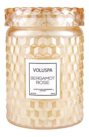 Ароматическая свеча Bergamot Rose: свеча в стеклянном подсвечнике с крышкой 510г