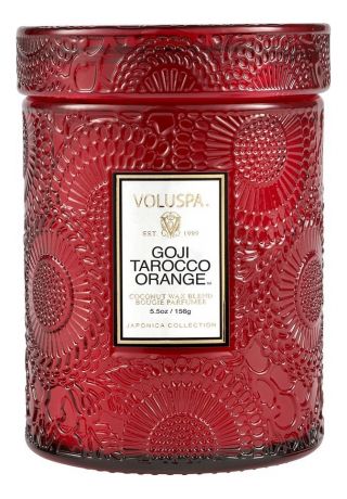 Ароматическая свеча Goji Tarocco Orange (ягода Годжи и красный апельсин): свеча в маленьком стеклянном подсвечнике 156г